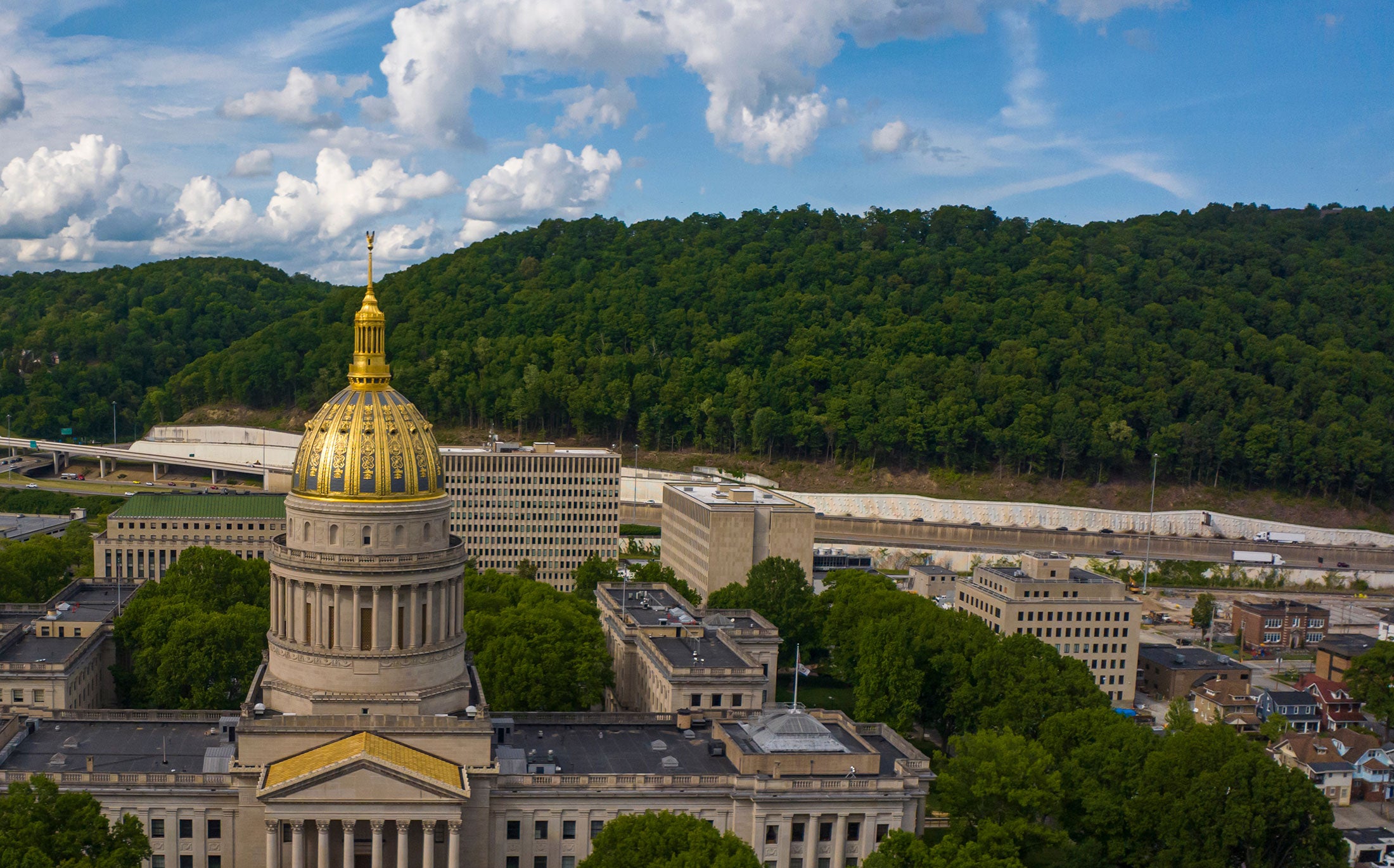West Virginia Capitol Building from aerial view