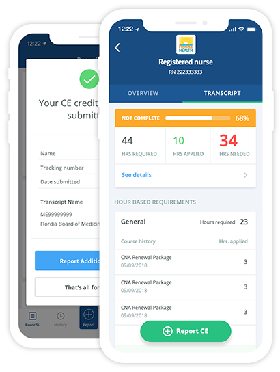 Phone displaying an example of the CE Broker Mobile App